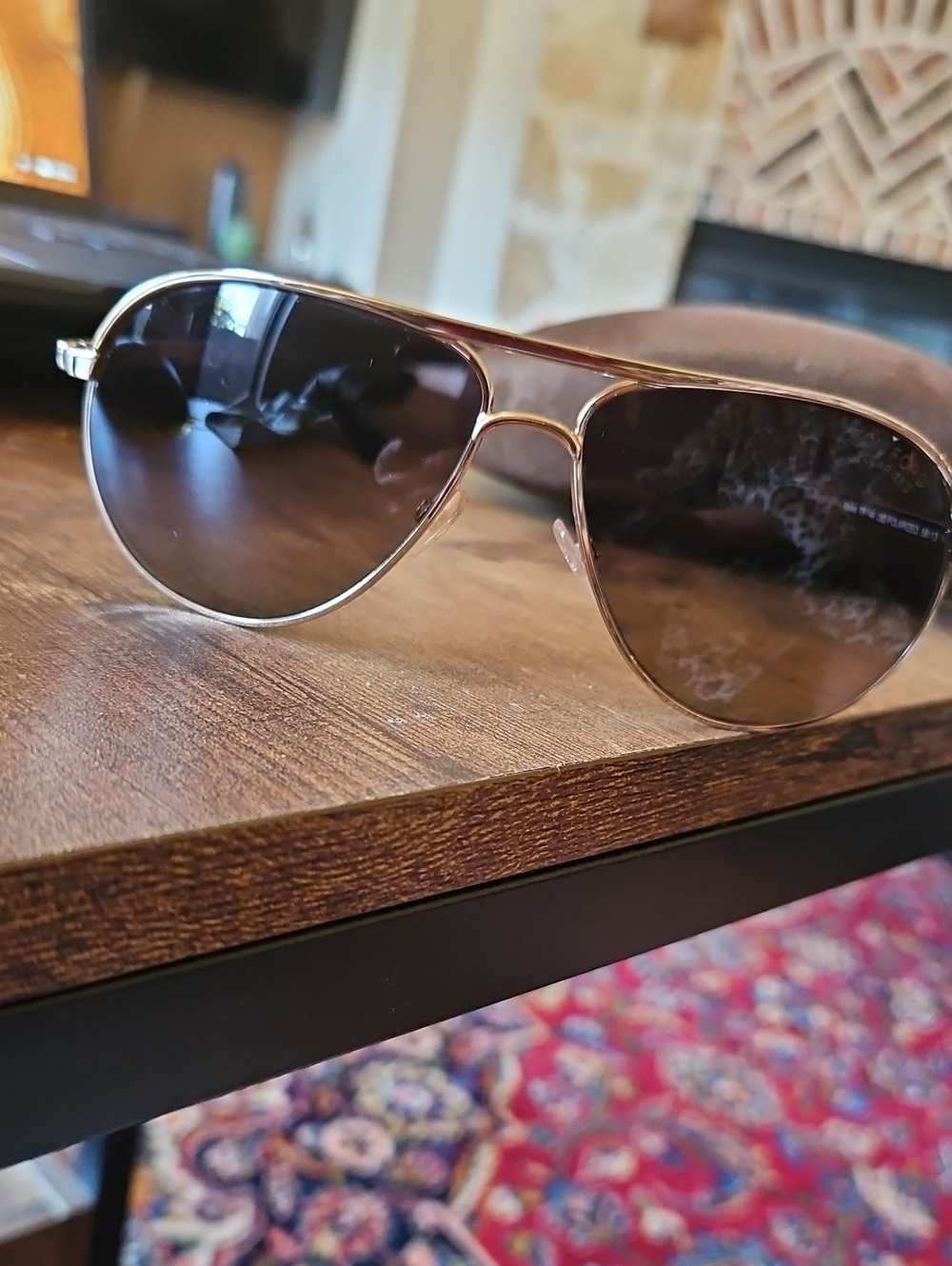 Tom Ford Gold Aviator Sunglasses with Dark Lenses